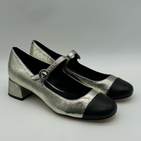 Marc Fisher LTD Marla Metallic Gold Mary Jane Block Heel Shoes Size 9.5M NWB - Picture 4 of 11
